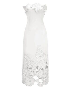Miss Rosier Inga White Strapless Floral Embroidered Maxi Dress